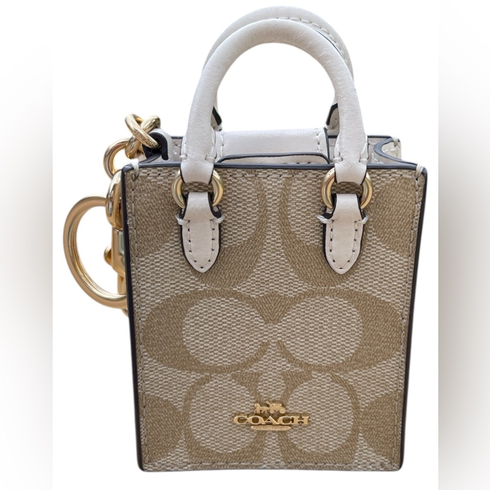 Coach Mini Tote Keychain in Tan and White NEW WITHOUT TAGS. - Picture 11 of 11